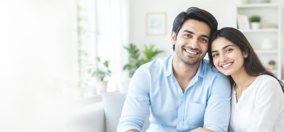 Smiling young couple at home, representing everyday preventive health